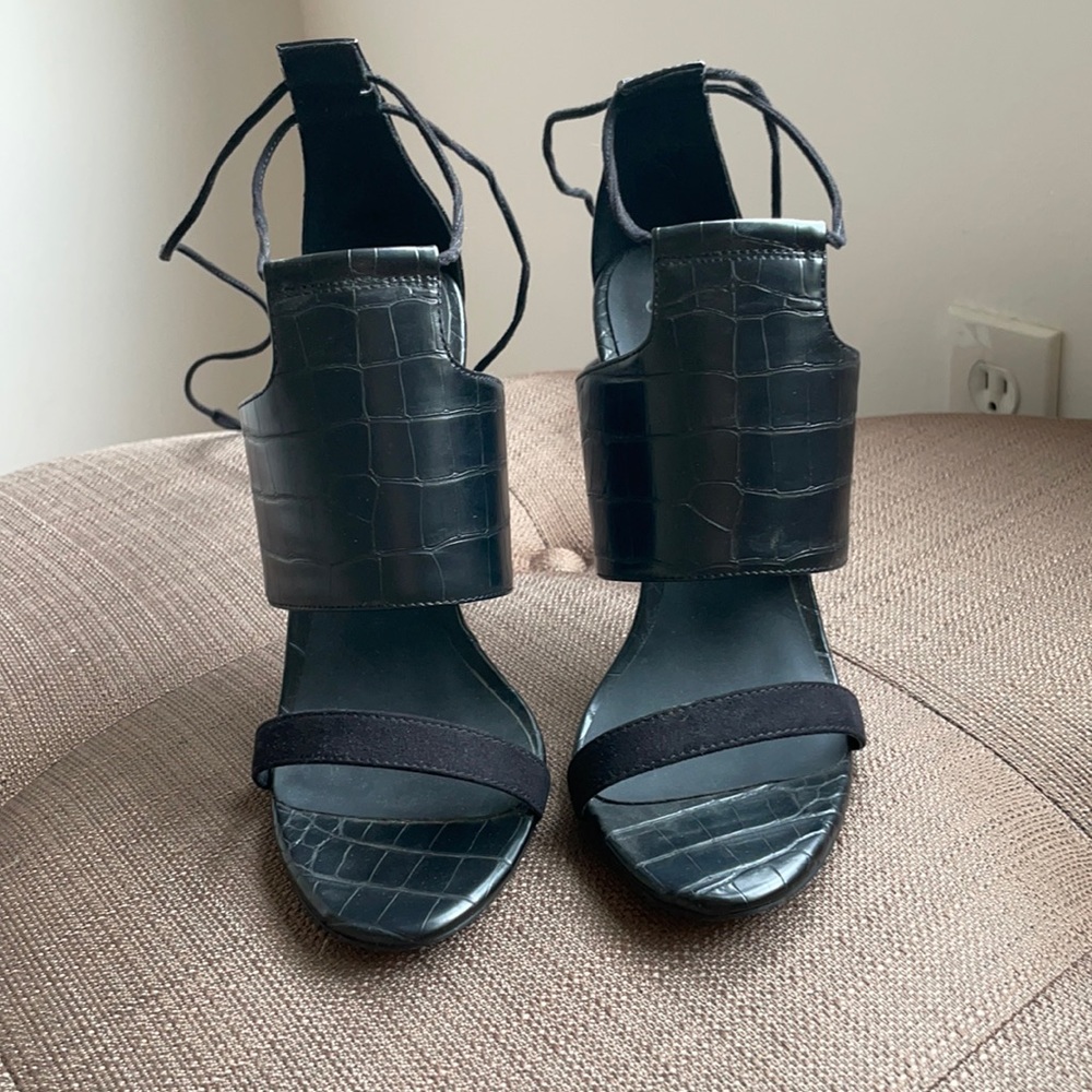 NWT ASOS Black Ankle Wrap Sandal Sz 8